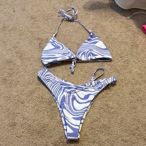 SHEIN Blue and White Swirl Bikini